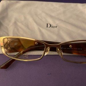 Authentic Christian Dior Eyeglass Frames; gold/tortoise